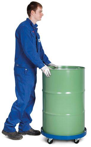 Fassroller aus Stahl, RAL 5010 (blau) lackiert, für 200-Liter-Fässer, mit 4 Lenkrollen-2