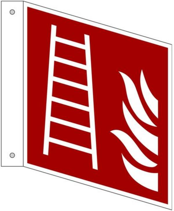Fahnenschild Brandschutz "Leiter", ISO 7010, Kunststoff, LN, 150 x 150 mm, VE = 5 Stück