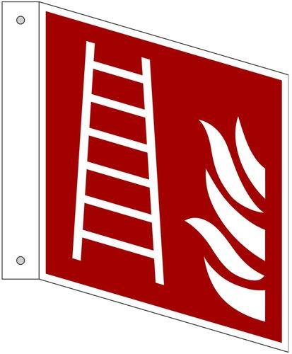 Fahnenschild Brandschutz "Leiter", ISO 7010, Kunststoff, LN, 150 x 150 mm, VE = 5 Stück-0