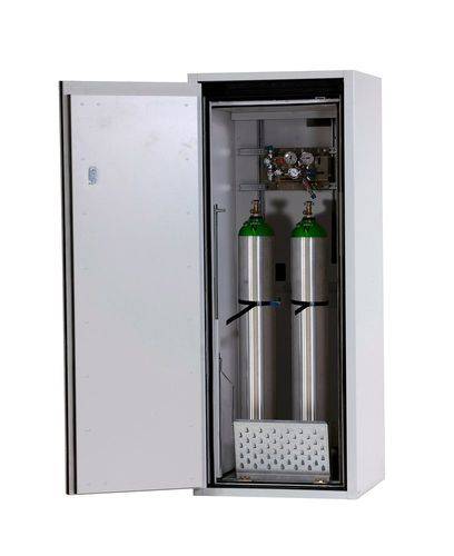asecos Gasflaschenschrank feuerbeständig G90, 2 x 10 l Flaschen, B 600 mm, Tür rechts, grau-1