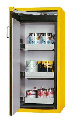 asecos Feuerbeständiger Gefahrstoffschrank Edition, 3 Auszugswannen, gelb, G-600-3-F, H 1300 mm-0