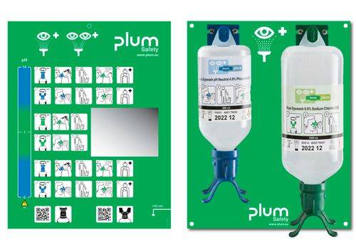 Wandstation mit 2 Augenspülflaschen, je einmal 500ml ph-neutral und 1000 ml Kochsalzlösung-0