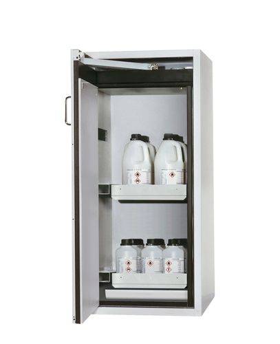asecos Feuerbeständiger Gefahrstoffschrank Edition, 2 Auszugswannen, Türanschlag rechts, grau-0