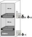asecos Feuerbeständiger Gefahrstoffschrank Edition, 2 Auszugswannen, Türanschlag rechts, grau-3