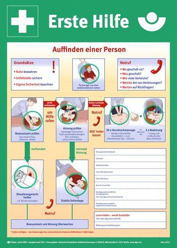 Sicherheitsaushang "Anleitung zur Ersten Hilfe bei Unfällen" aus Kunststoff, 400 x 560 mm-0