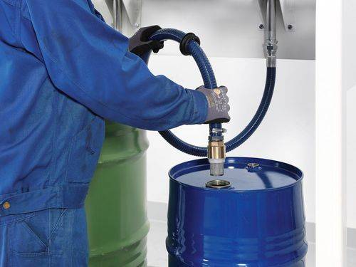 Öl-Abgabestation mit Wanne für 2 Fässer, 2xDruckluftpumpe, Schlauchaufroller 10m,Zapfpistole,Zähler-1