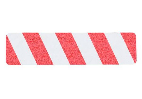m2-Antirutschbelag™, Warnmarkierung, rot,/weißEinzelstreifen, 150 x 610 mm, VE=10 St