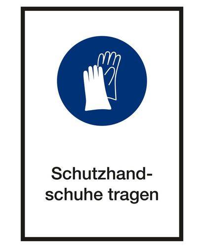 Gebotsschild Kombi "Schutzhandschuhe tragen", ISO 7010, Folie, SK, 130 x 185 mm, VE = 10 Stück-0
