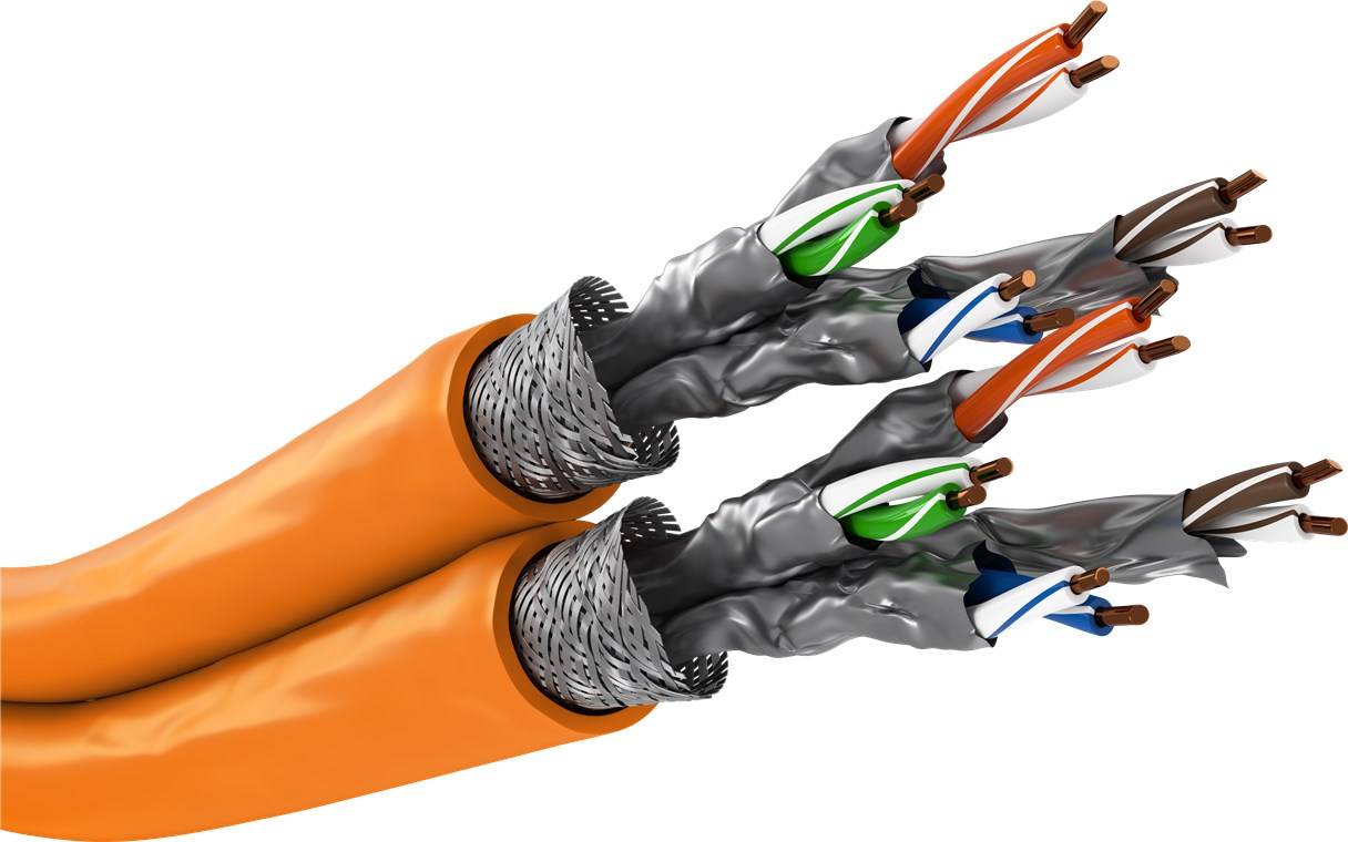 Goobay 91891 CAT 7A Duplex Netzwerkkabel S/FTP / Kupfer / 1000 MHz LAN Ethernet Kabel halogenfrei / AWG 23 / Orange 100m