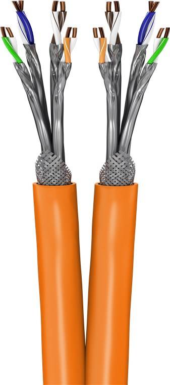 Goobay 91891 CAT 7A Duplex Netzwerkkabel S/FTP / Kupfer / 1000 MHz LAN Ethernet Kabel halogenfrei / AWG 23 / Orange 100m-1