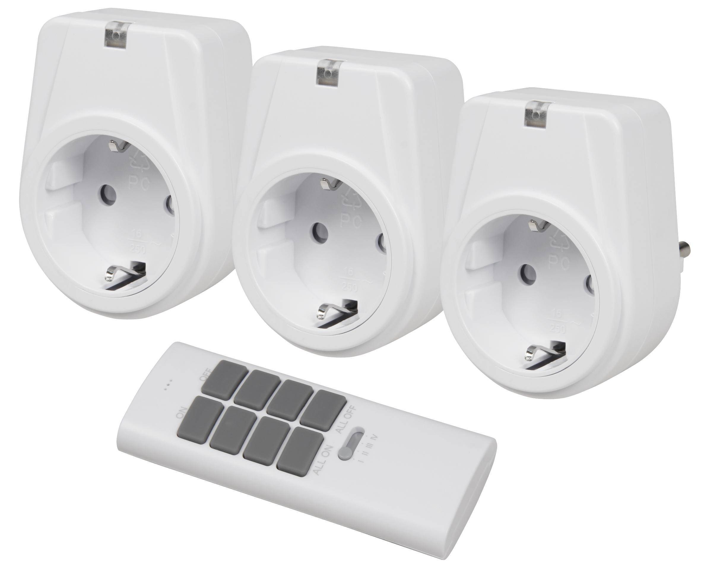 McPower - Funk-Steckdosen-Set "COMFORT" 230V weiß 3 Stk + FB-0