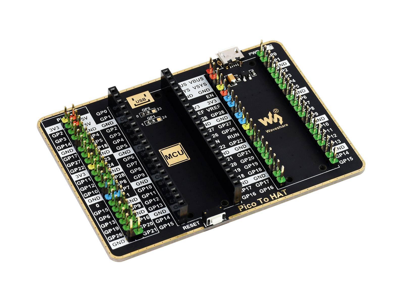 WaveShare GPIO Expander For Raspberry Pi Pico, 1x Raspberry Pi Standard 40PIN, 1x Pico 2x20PIN-0