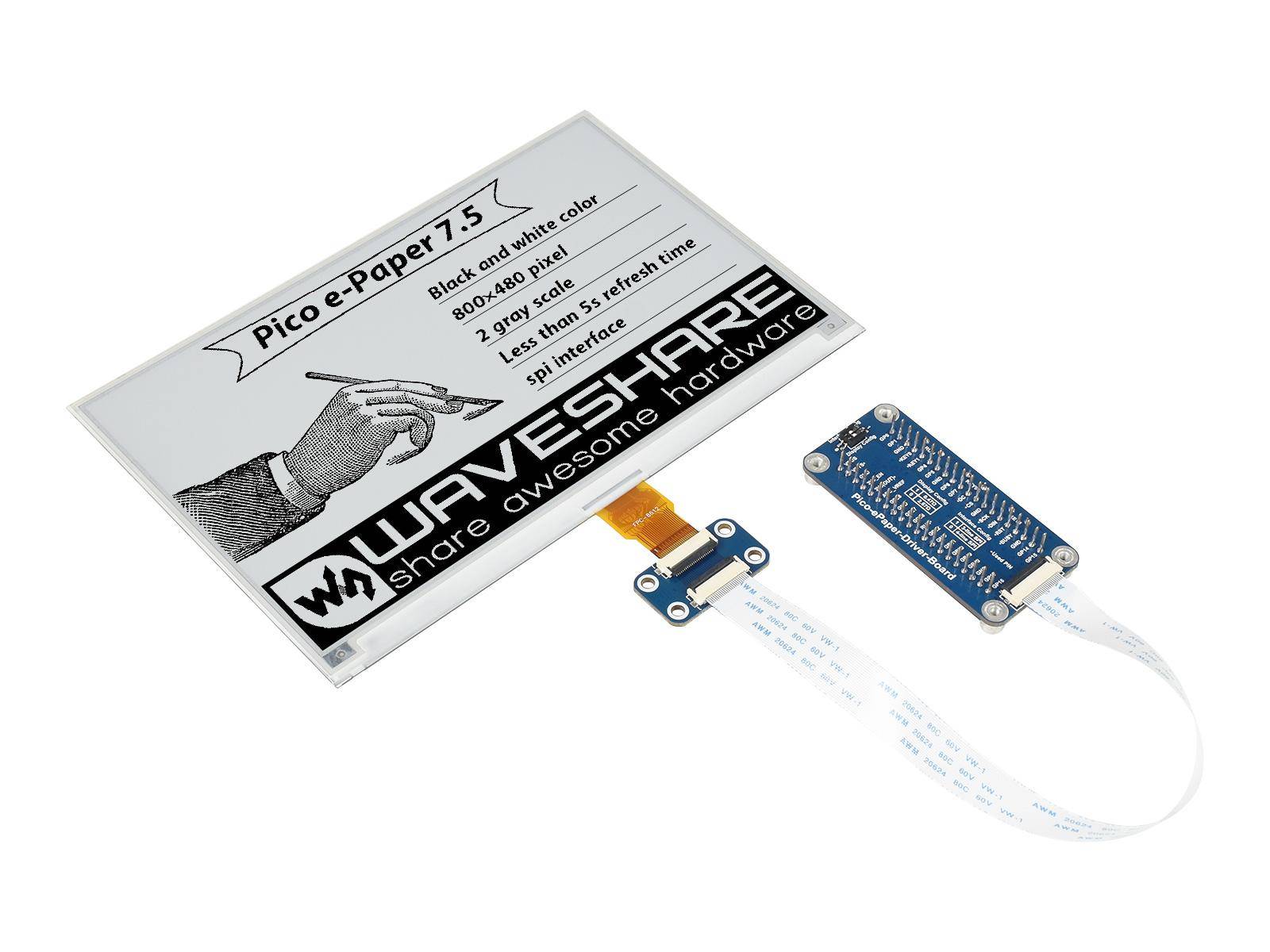 7,5 Zoll E-Paper Display Modul für Raspberry Pi Pico, 800×480, schwarz/weiß-0