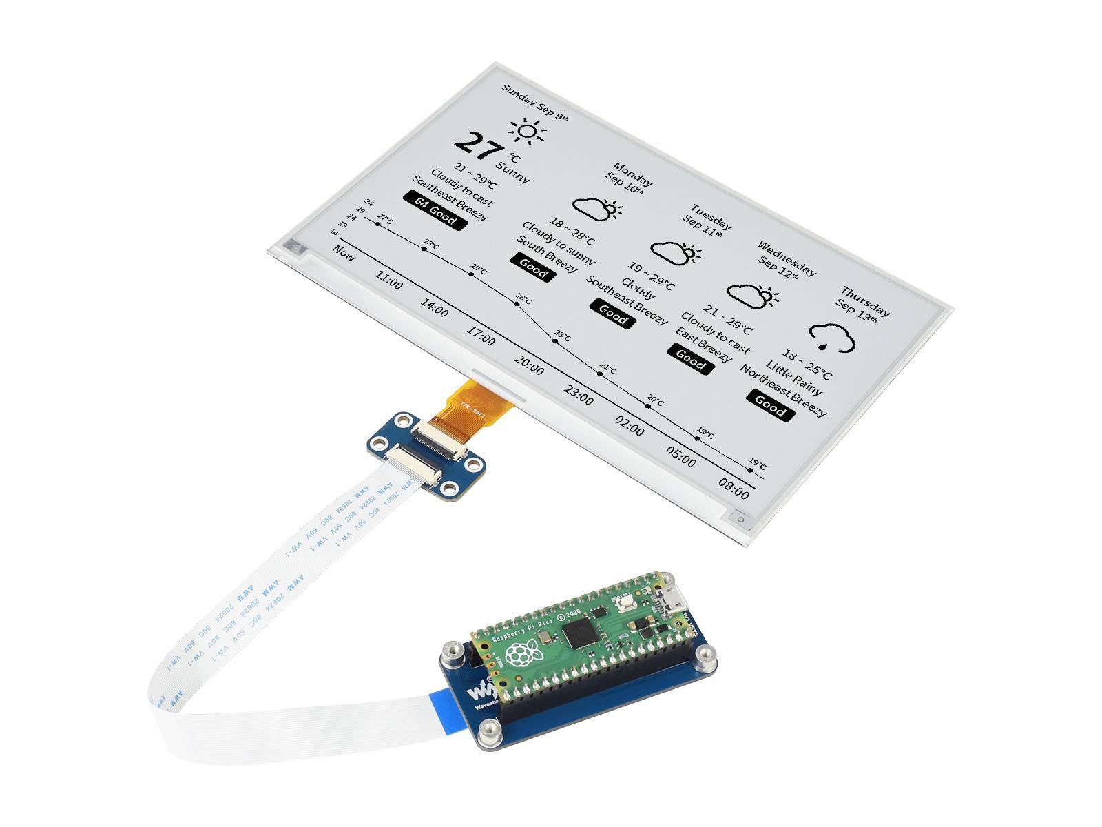 7,5 Zoll E-Paper Display Modul für Raspberry Pi Pico, 800×480, schwarz/weiß-1