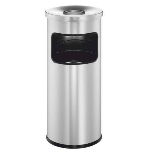 Papierkorb mit Ascher Safe, Metall, 17 Liter, silber metallic-0
