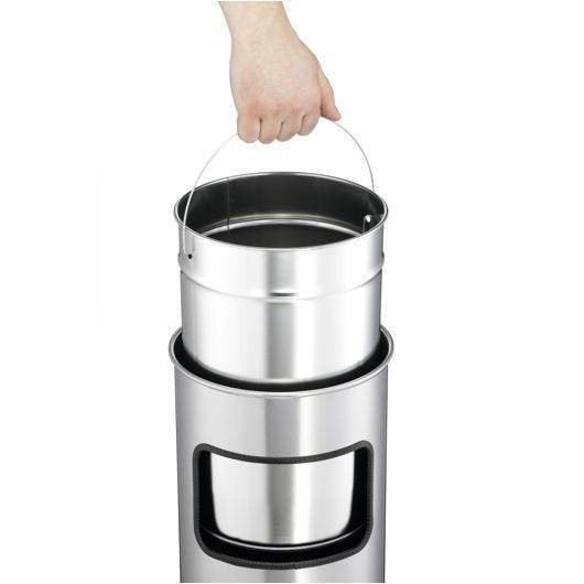 Papierkorb mit Ascher Safe, Metall, 17 Liter, anthrazit-2