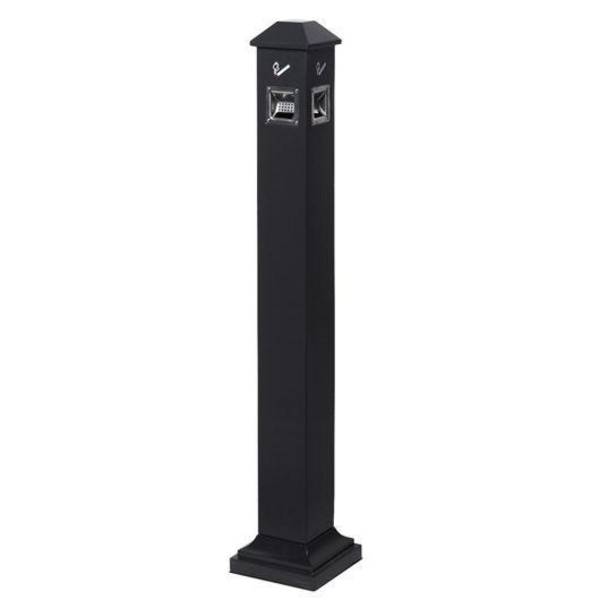 Ascher freistehend, eckige Säule, Edelstahl, 210x1200x210 mm, schwarz, für den Außenbereich