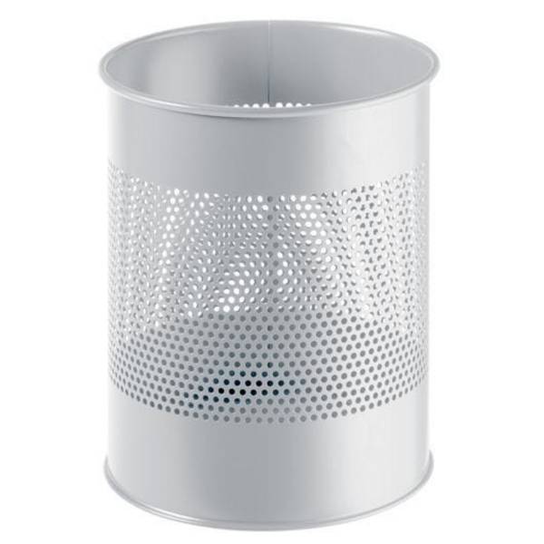 Papierkorb, Metall, rund, grau, 15 Liter