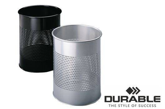 Papierkorb, Metall, rund, grau, 15 Liter-1