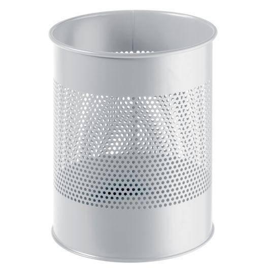 Papierkorb, Metall, rund, grau, 15 Liter-2