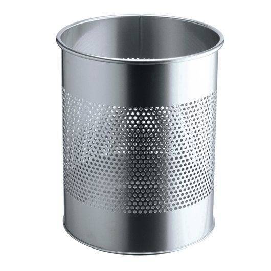 Papierkorb, Metall, rund, grau, 15 Liter-4