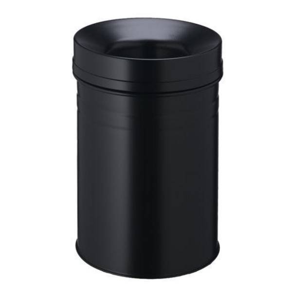 Papierkorb "Safe +", Durable, Stahl, schwarz, 60 Liter, selbstverlöschend mit Flammenlöschkopf