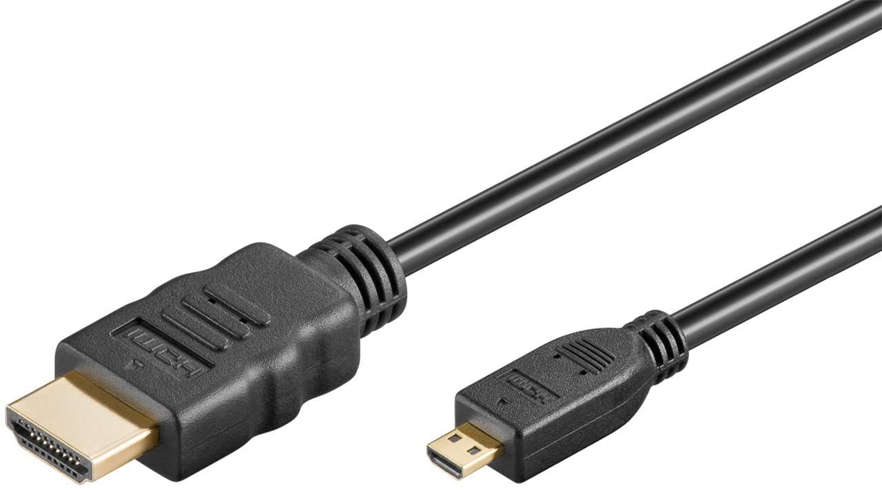 Goobay 53780 HDMI High Speed Kabel Ethernet UHD 4K @ 60 Hz geschirmtes Micro HDMI Adapterkabel Monitorkabel Schwarz 0.5m-0