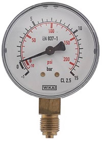 Manometer senkrecht, Klasse 1,6 ST, Ø63,0 mm, G 1/4 Zoll 0/400 bar Anzeige 20-0