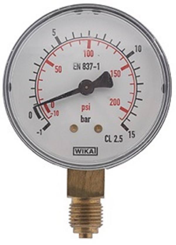 Manometer senkrecht, Klasse 1,6 ST, Ø63,0 mm, G 1/4 Zoll 0/400 bar Anzeige 20