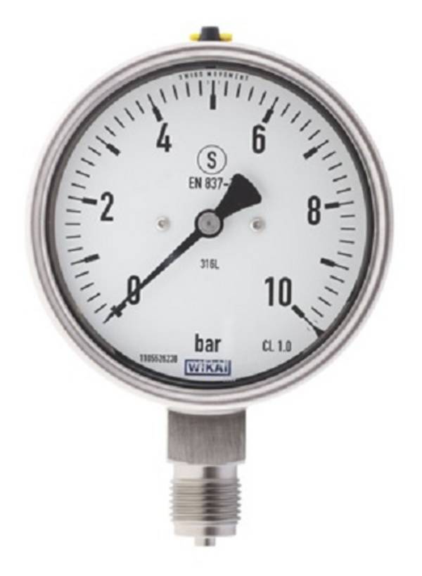 Manometer senkrecht, Klasse 1,0, Chemieausführung, Ø100,0 mm, G 1/2 Zoll 0/40 bar Anzeige 1
