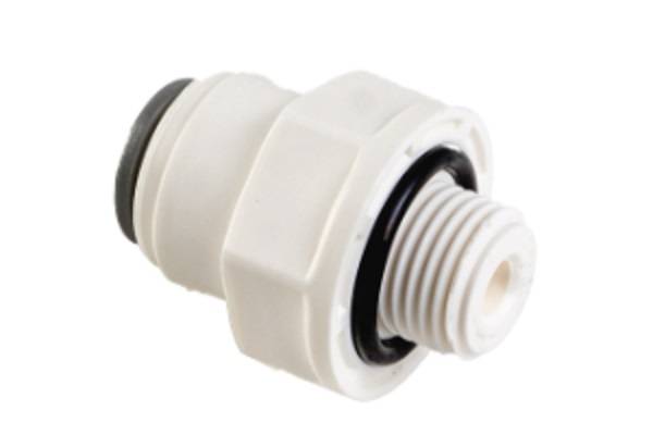 Steckverschraubung, Inch, POM/EPDM, bis 65°C, 16 bar, R 1/4“, 1/4“