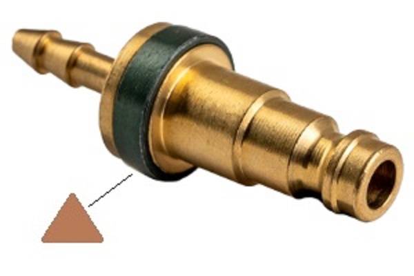 Kupplungsstecker NW 5 mit Schlauchtülle, Schiebehülse braun unverwechselbar, Dreieck (9,5 mm), MS, 6,0 mm, 35 bar-0