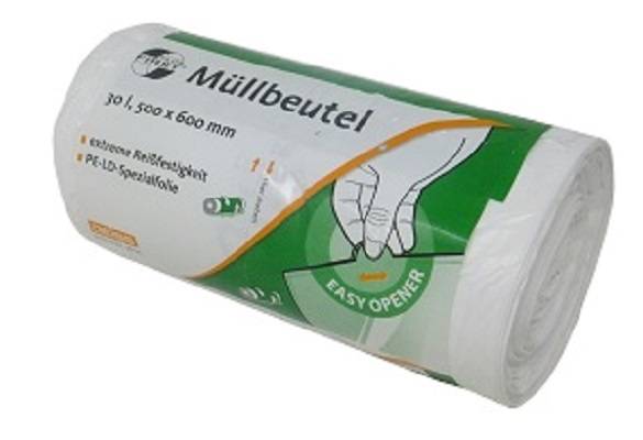 Müllbeutel, weiß, extra stark LD-PE, 50 x 60 cm, 30 l 50 Stk-0