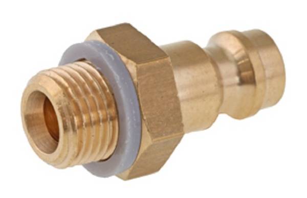 Kupplungsstecker NW15 mit Außengewinde, beidseitig absperrend, MS G 1 Zoll,  35 bar