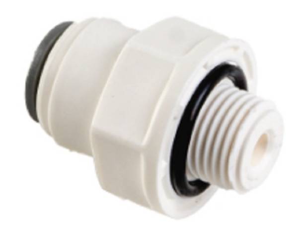 Steckverschraubung, metrisch, POM/EPDM, bis 65°C, 16 bar, R 1/4“, 6 mm