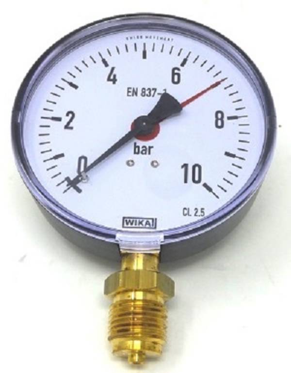 Manometer senkrecht, Klasse 2,5, Ø80,0 mm, G 1/2 Zoll -1/+5 bar Anzeige 0,1