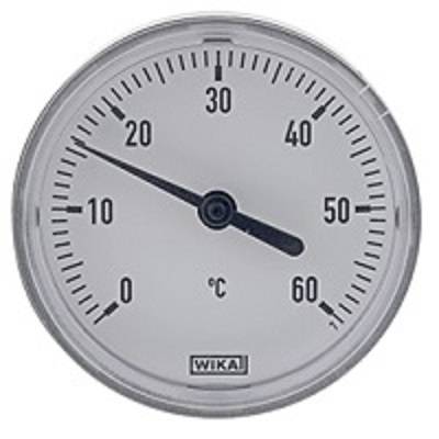 Bimetallthermometer mit Aluminiumgehäuse und CU- Schutzrohr, waagerecht, Klasse 2,0 A Skalenteilung 2°C G 1/2 Zoll-0