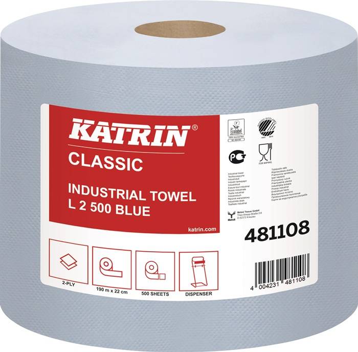 Putztuchrolle Katrin Classic L 2 L.ca.360 mmxB.ca.220mm blau 2-lag.2 RL/VE ELOS-0
