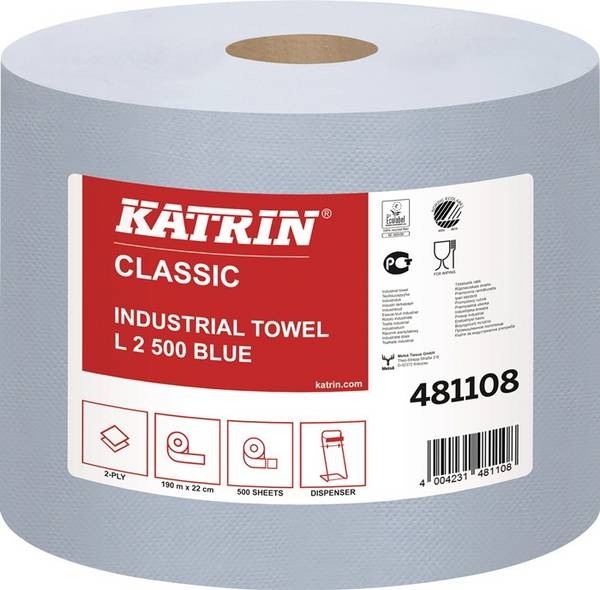 Putztuchrolle Katrin Classic L 2 L.ca.360 mmxB.ca.220mm blau 2-lag.2 RL/VE ELOS