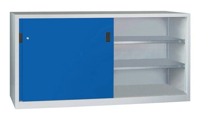 Schiebetürenschrank H1000xB2000xT500mm 4 Fbd.grau/blau Trgf.1000kg Trennw.-1