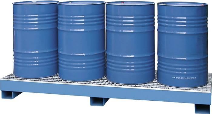 Auffangwanne 210l L2400xB820xH240mm Stahlbl.m.Gitterrost himmelblau LACONT