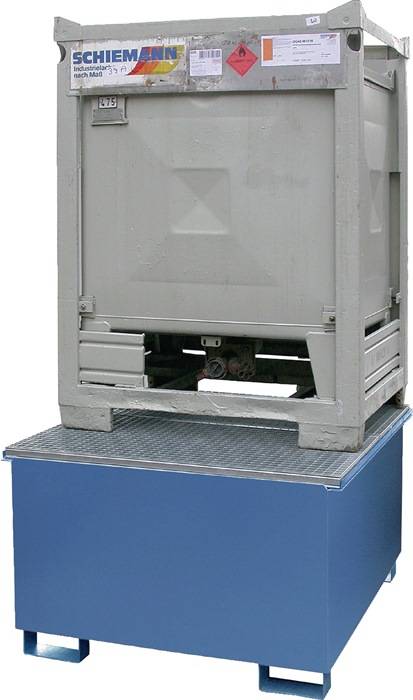 Auffangwanne 1000l L1300xB1360xH790mm Stahlbl.m.Gitterrost himmelblau LACONT