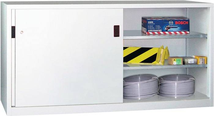Schiebetürenschrank H1000xB2000xT600mm 4Fbd.grau Trgf.1000kg Trennw.Vollblechtür-0
