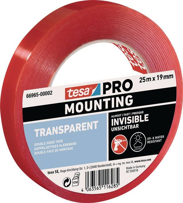 Montageband Mounting PRO Transparent 66965 transp.L.25m B.19mm TESA-0