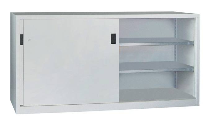 Schiebetürenschrank H1000xB2000xT400mm lichtgrau 4Fbd.m.Trennw.Vollblechtüren-2