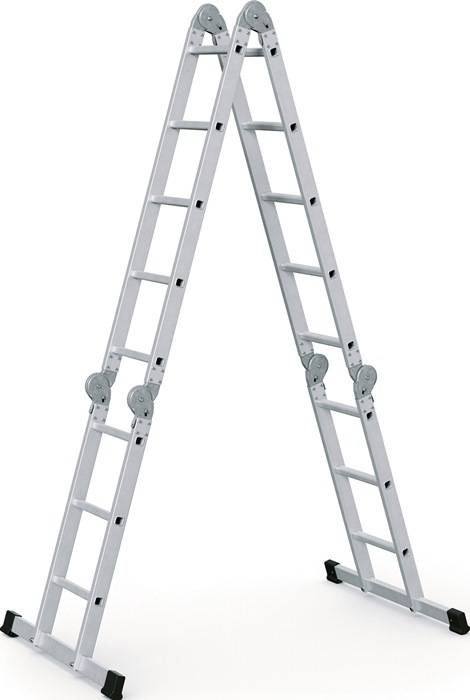 Vielzweckleiter Multitec M Alu.Sprossen 2x3+2x5 gekl.H1500xB900xT260mm Holzbelag-0