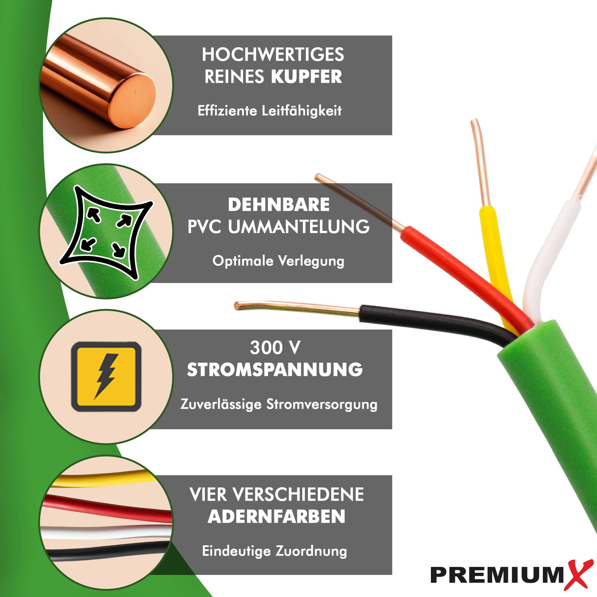 PremiumX 50m EIB BUS-Kabel J-Y(ST)Yh 2x2x0,8 Eca Busleitung Fernmeldekabel Datenkabel grün-1