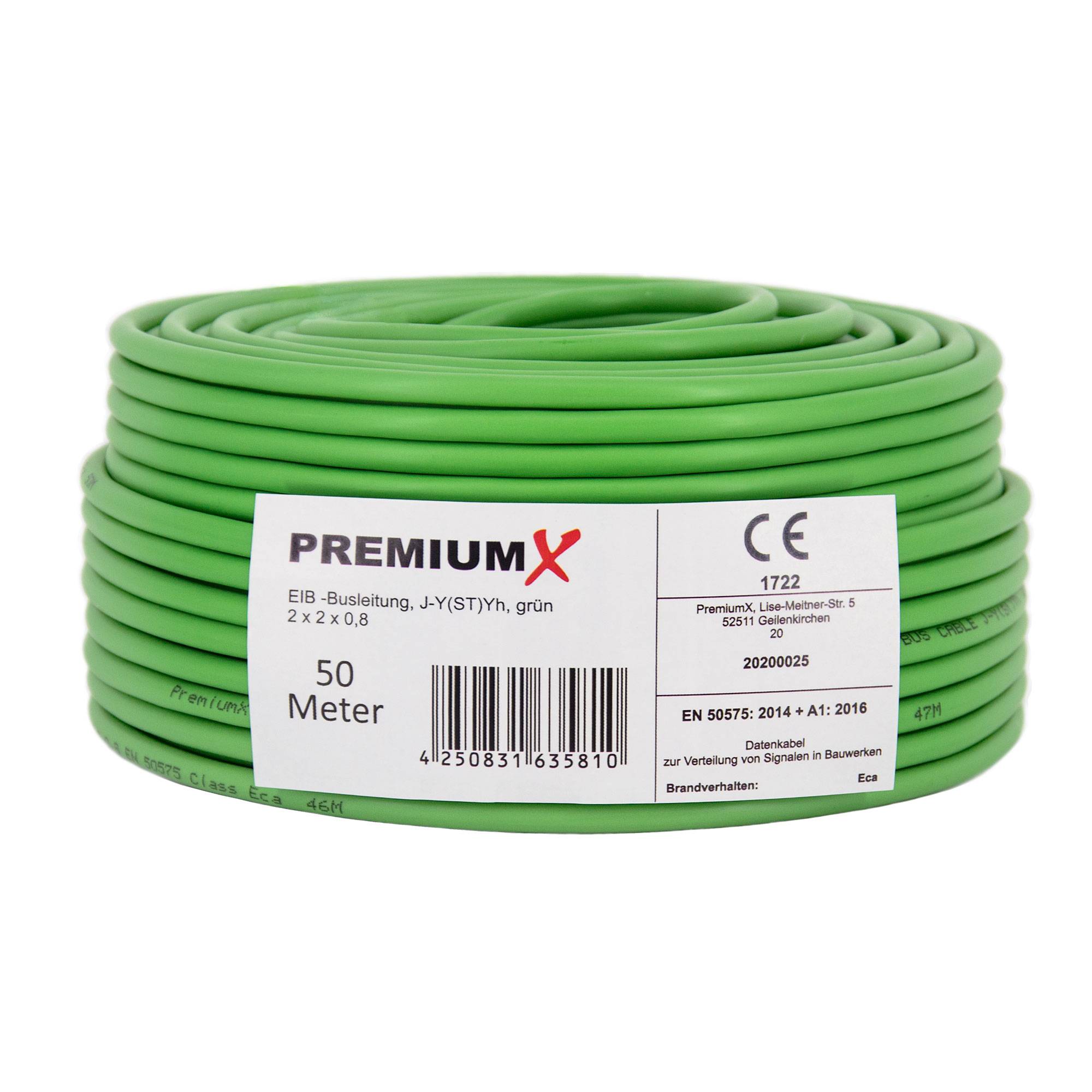 PremiumX 50m EIB BUS-Kabel J-Y(ST)Yh 2x2x0,8 Eca Busleitung Fernmeldekabel Datenkabel grün-3