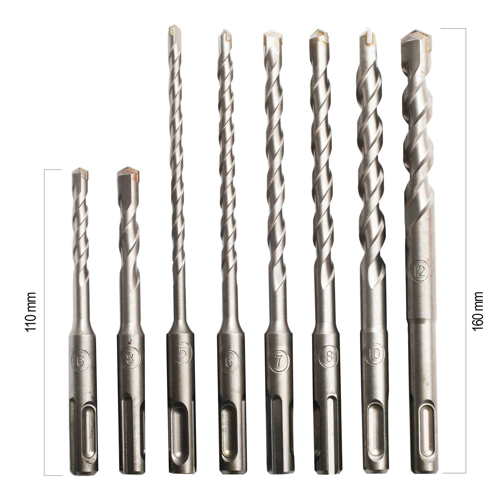 SCHMIDT security tools SDS-Plus Bohrer-Set 8-teilig Ø 5-6-7-8-10-12 mm SDS-Schaft Hammerbohrer Steinbohrer SDS+-1