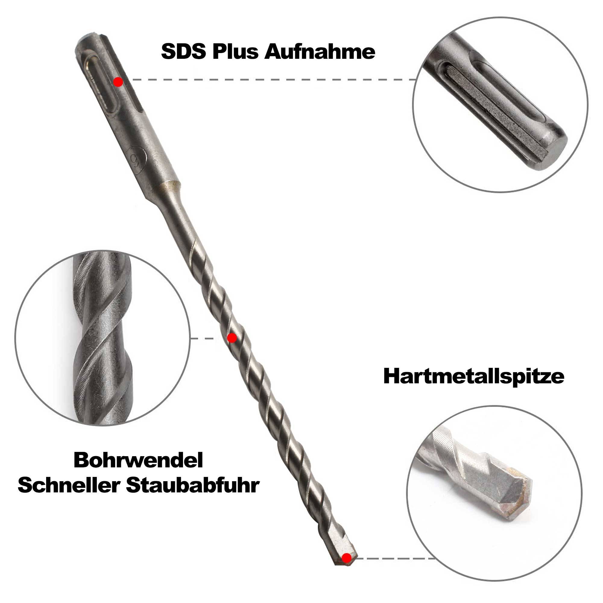 SCHMIDT security tools SDS-Plus Bohrer-Set 8-teilig Ø 5-6-7-8-10-12 mm SDS-Schaft Hammerbohrer Steinbohrer SDS+-3